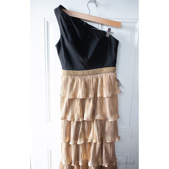 Mac Duggal One-Shoulder Ruffle Tiered Gown Dress 2 NEW - Picture 3 of 6